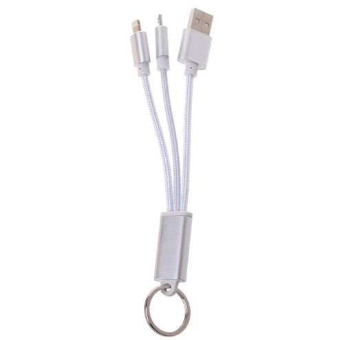 Cablu Breloc 2in1 Microusb/Iphone Argintiu